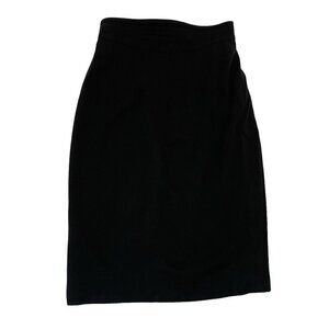 Vintage 80s Escada 100% Wool Pencil Skirt Quilted Waist Classic Black size 2/4